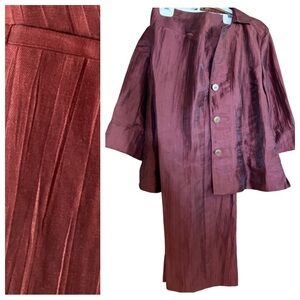 NWT Suit Set Slub Linen Jones New York Collection Petite Size 4P Autumn Rust